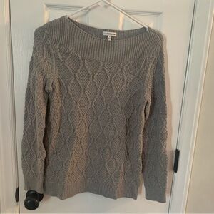 Women’s Croft & Barrow Gray Sweater w/Silver Flecks Medium Cable Knit